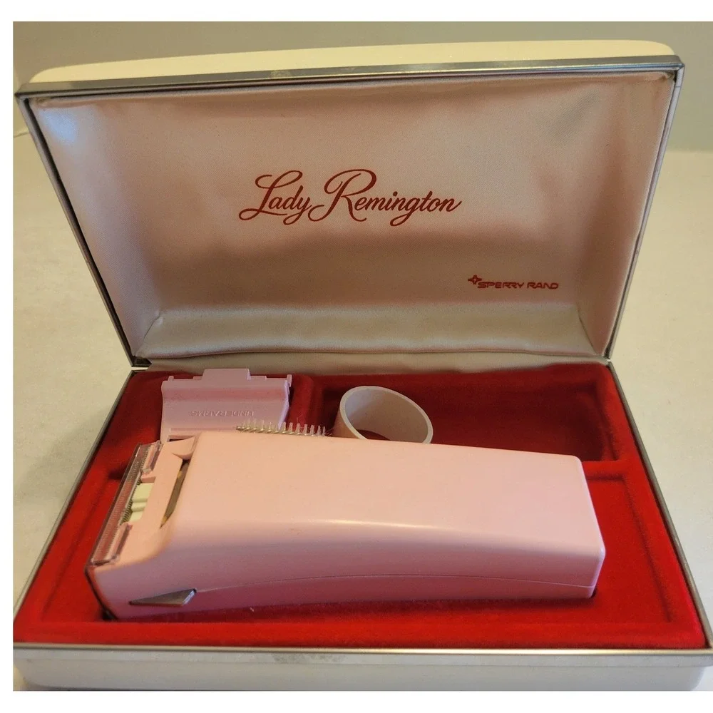 Vtg Lady Remington Electric Shaver MCM Grooming Kit Pink Gold - Untested no Cord